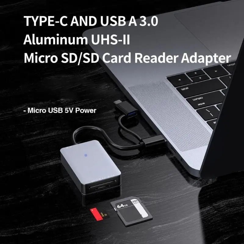 31ba due interfacce USB e tipo C Lettore schede memoria, supporta UHS SD4.0/MicroSD4.0 per compatibilità del