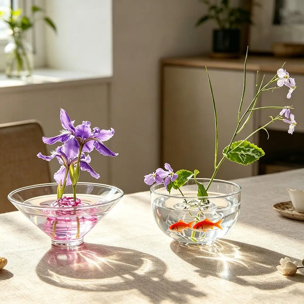 Transparent Glass Ball Vase Minimalist Unique Handmade Art Vase Zen-Inspired Design Hydroponic Flower Vase Tea Ceremony
