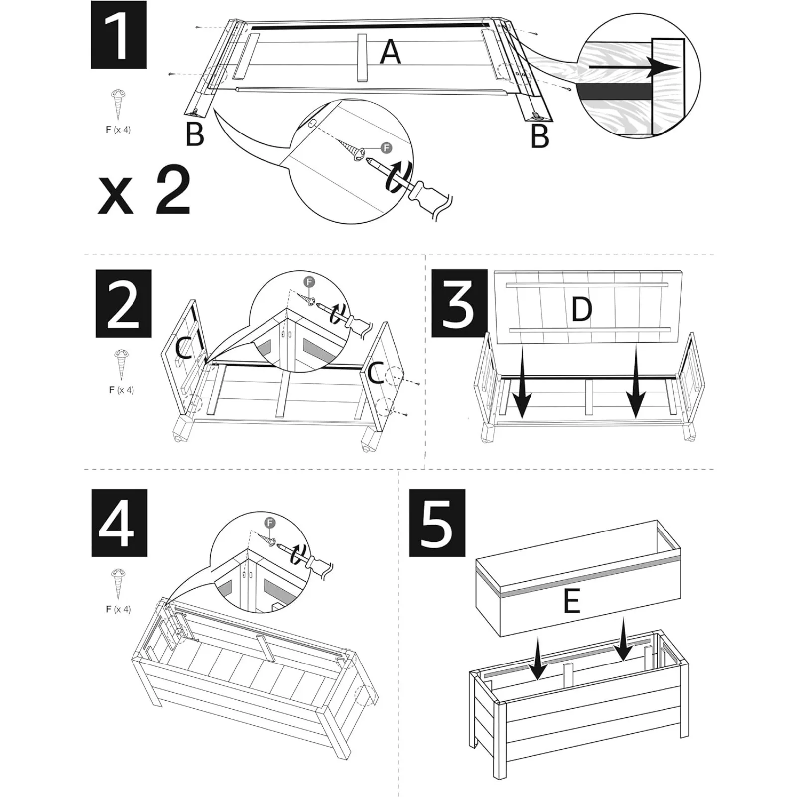 Imagem -05 - Usamazon Basics-reciclado Madeira Retangular Jardim Plantador Marrom 37x13x5 Polegada Cxlxa