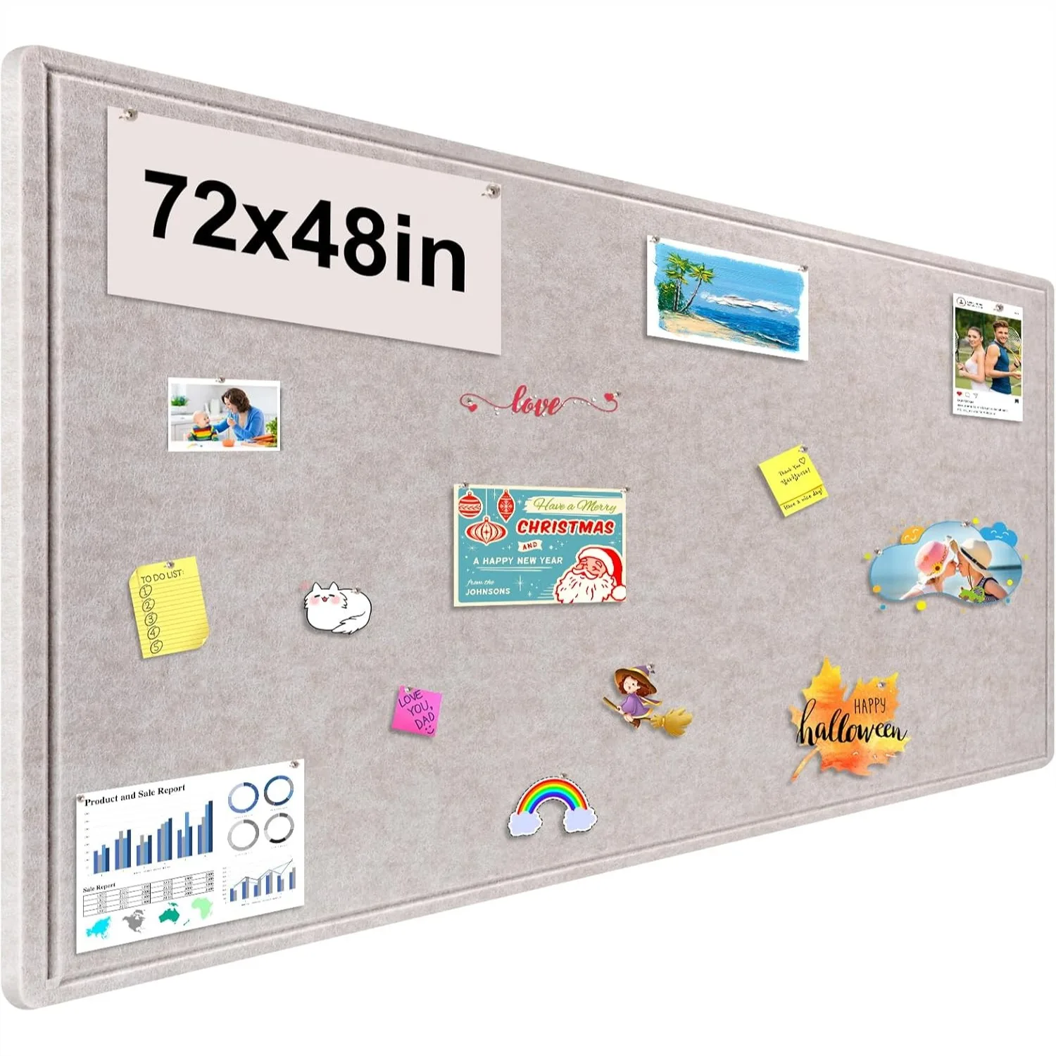 

Large Bulletin Board 72x48 Inches, Foldable Felt Cork Board Alternative for Wall, Self-Adhesive Vision Board with 36 Pushpins