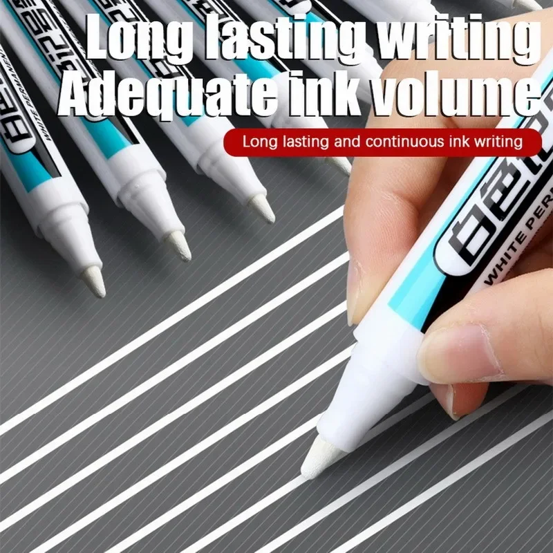 

0.7/1.0/1.5/2.5MM White Permanent Marker Pen Waterproof Painting Marker For Wood Rock Plastic Leather Glass Stone Metal Art Pens