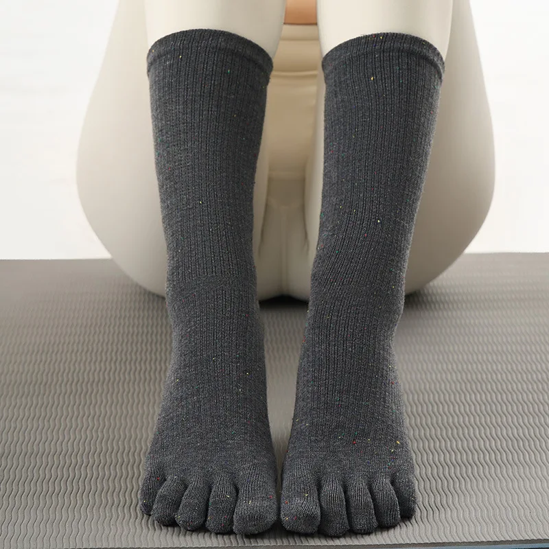 

1Pair Yoga Five Finger Socks for Woman Girl Organic Cotton Solid Non-Slip Young Fashion Pilates Fitness Harajuku Socks with Toes