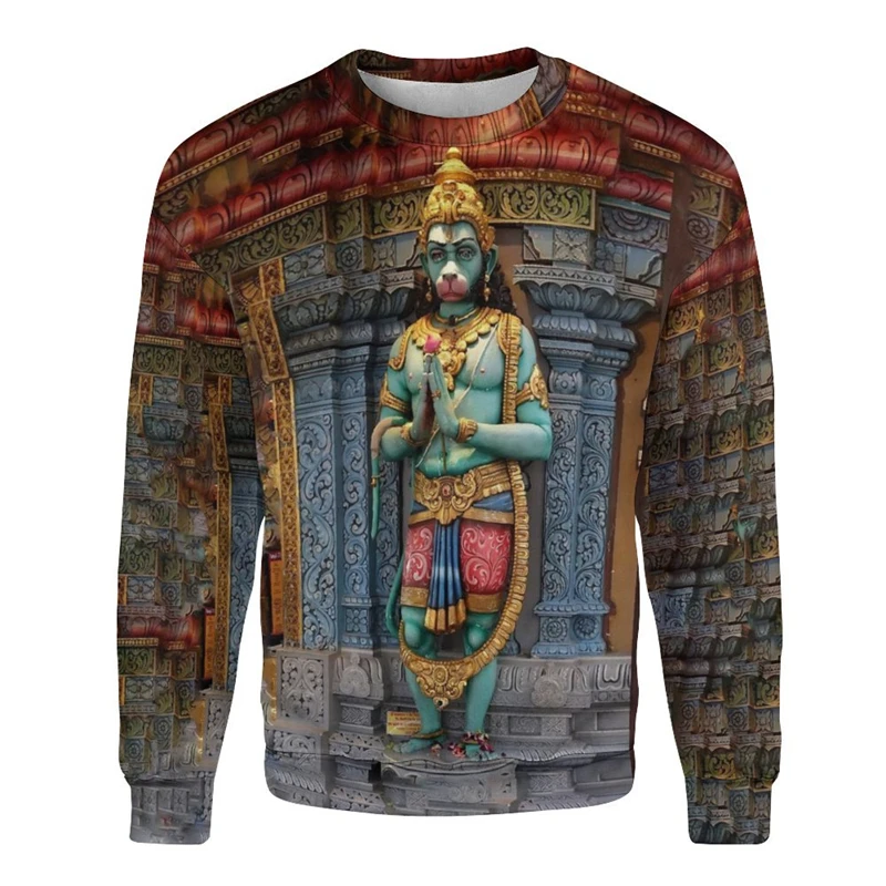 New Indian Monkey God Hanuman 3D Printed Sweaters Men And Women Clothing Hindu Myth Figure Pattern Streetwear Sweatshirts Tops