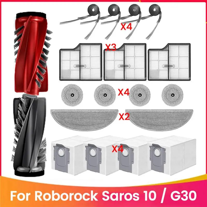 

Комплект сменных аксессуаров B66C из 19 предметов для робота-пылесоса Forroborock Saros 10 / G30: моющиеся основные и боковые щетки, HEPA-фильтр, насадки для влажной уборки, мешки для сбора пыли