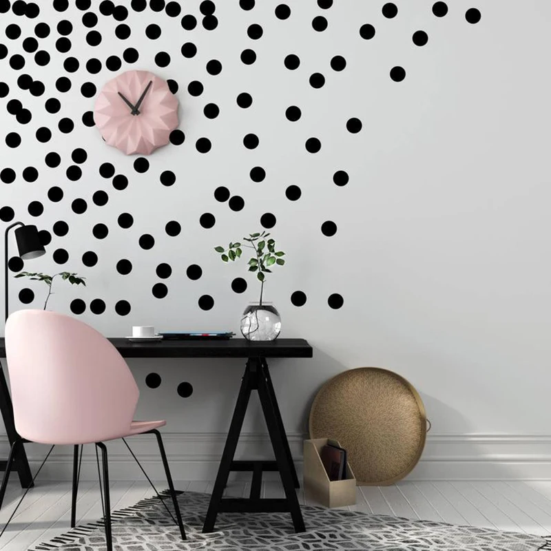 Black Polka Dots Wall Stickers, Circles DIY Stickers for Kids Room, Baby Nursery Room Decoration, Peel-Stick Wall Decals, Vinyl