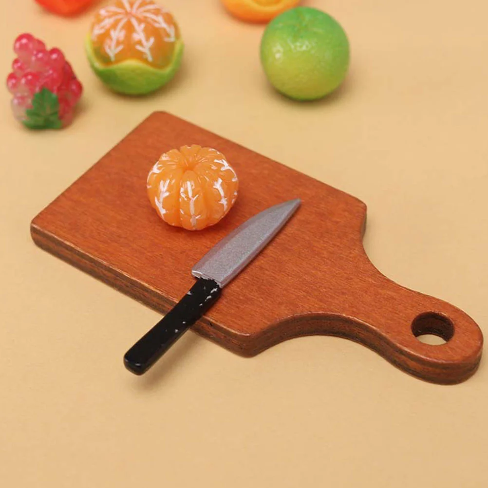 

3 Pcs Mini Chopping Board Miniature Kitchen Decor Cutting Scene Accessory Wooden Childlike Tiny Small Photo Prop Toy