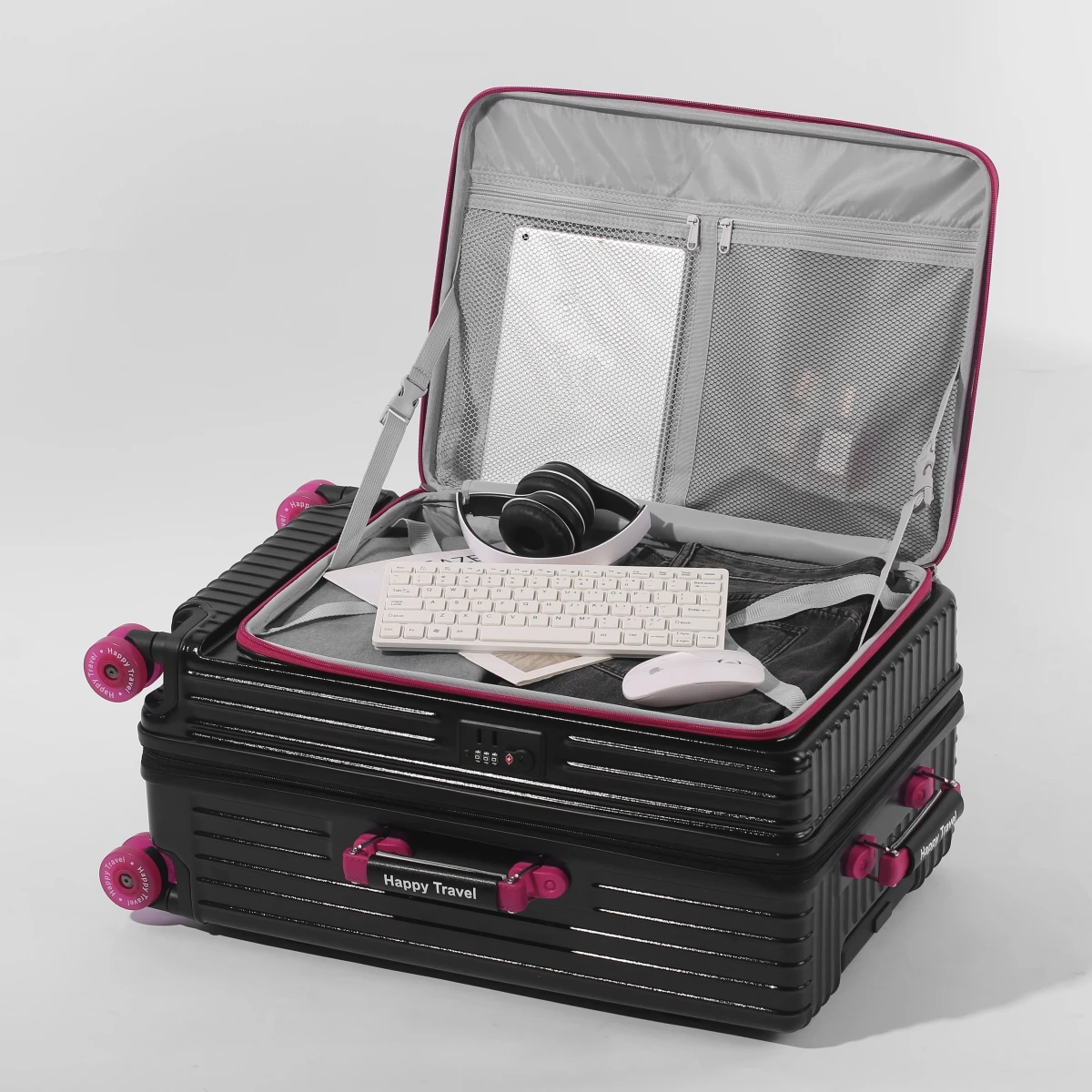 20/24/28-дюймовый расширяемый чемодан на колесиках с боковым отверстием и красочным вращающимся колесом, дорожный чемодан на колесиках с замком TSA