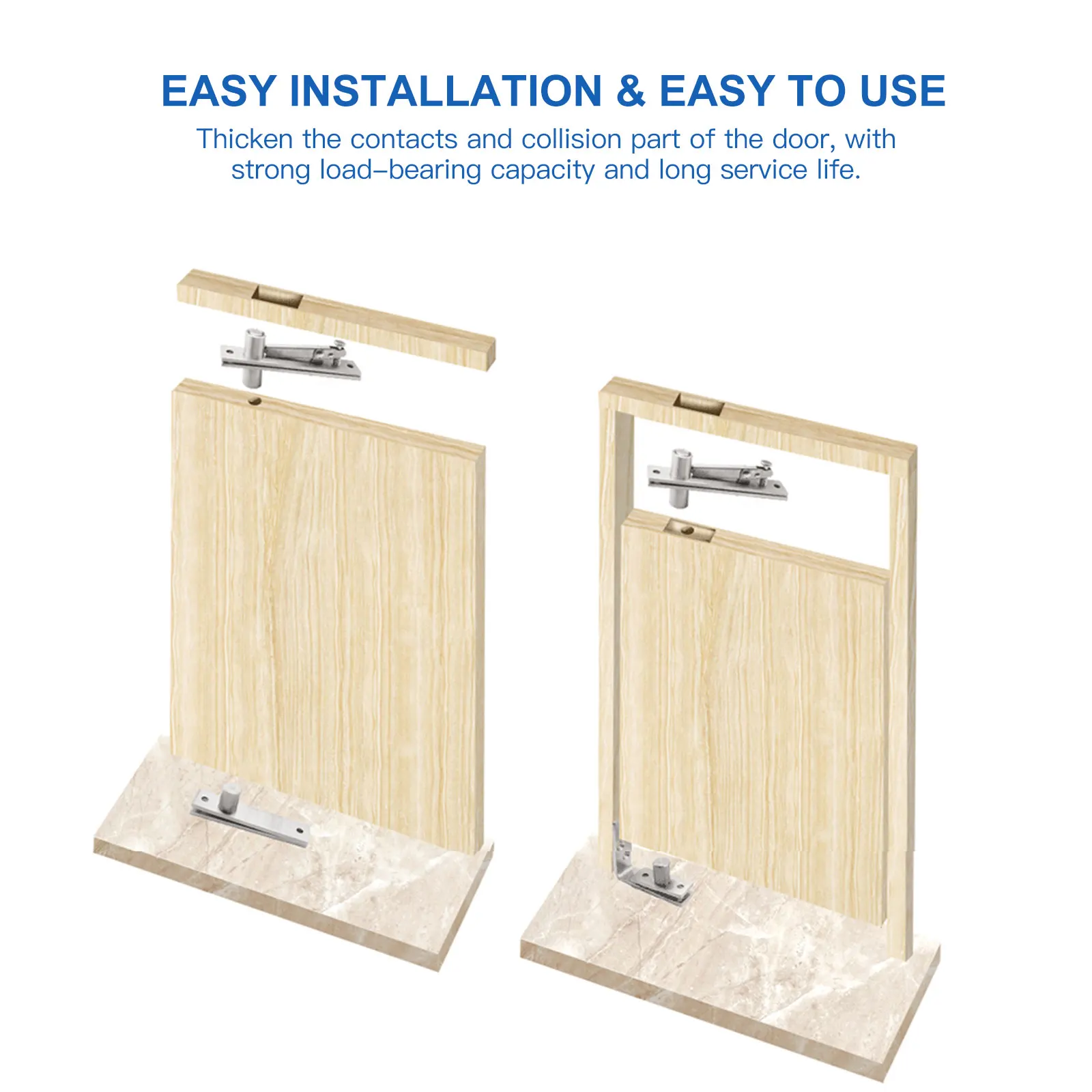 

1Set Stainless Steel Rotation Hinge Heavy Duty Door Pivot Adjustable Long Service Life for Indoor Wood Doors Pivot Hinge