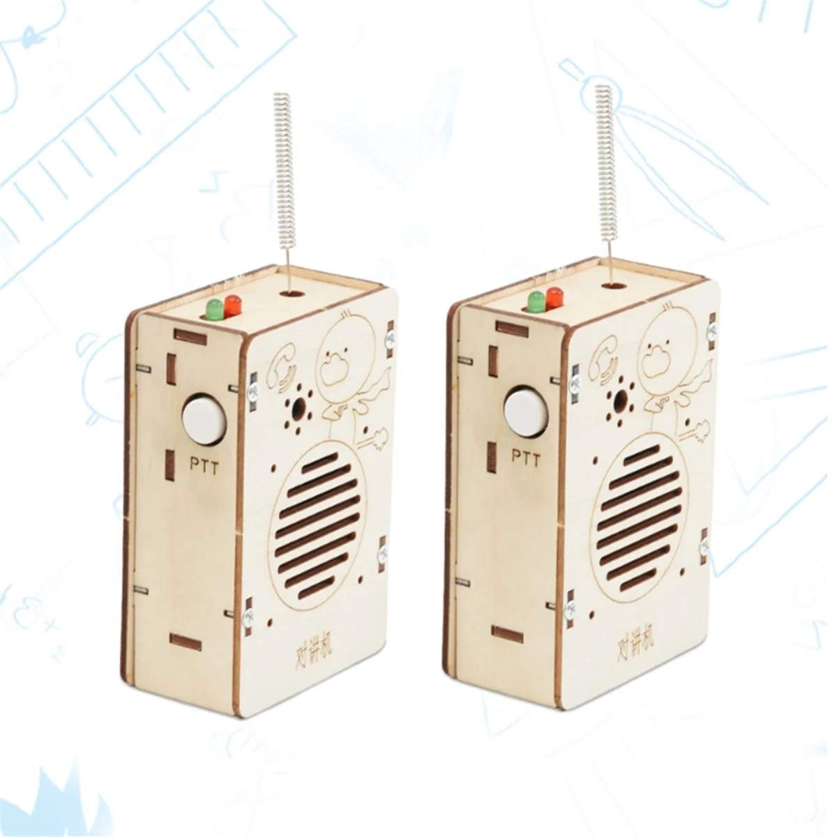 Model Walkie-Talkie nirkabel DIY, 2 buah mainan percobaan anak-anak, Kit alat belajar pendidikan, permainan Puzzle kayu