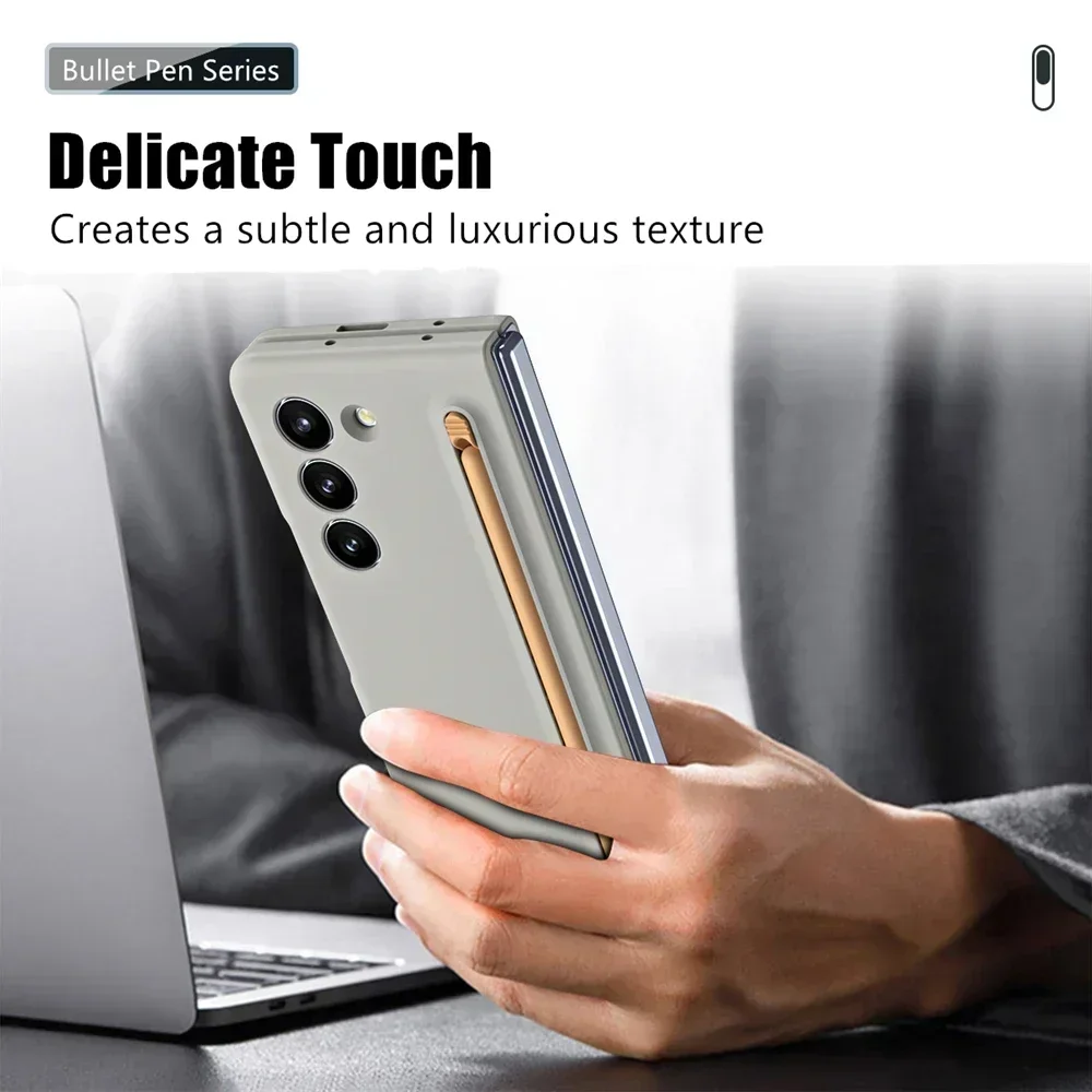 Pen Slot Hinge Case For Samsung Galaxy Z Fold 5 4 3 Fold3 Fold4 Fold5 With Touch Pen Folding Full Protection Shockproof Cover