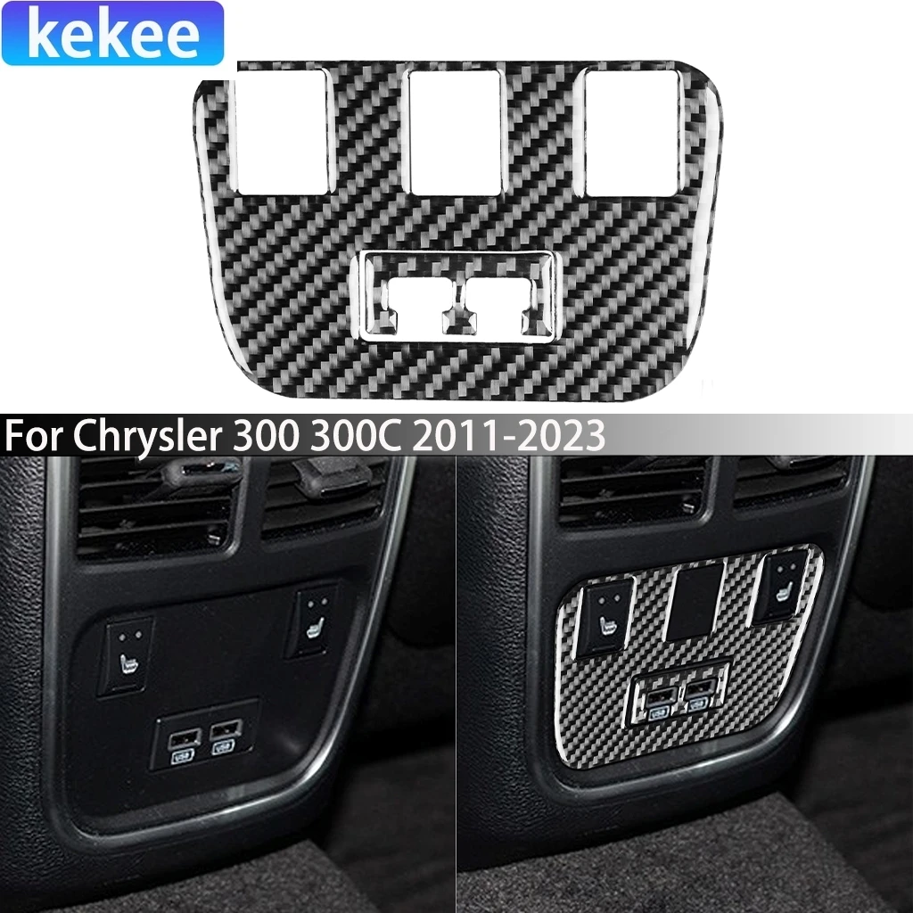 

Для Chrysler 300 300C 2011-2023 углеродное волокно задний центральный воздуховыпускной отверстие USB-панель автомобильные аксессуары внутренняя крышка наклейка отделка