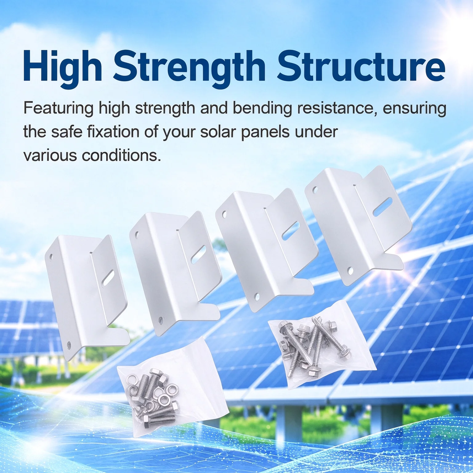 Solar Panel Z Bracket Anodized Aluminum Roof Mount, Weatherproof Support for RV Boat Off-Grid Solar Installation