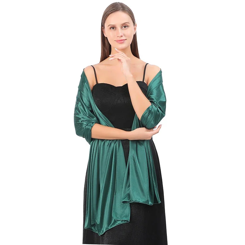 Silky satin shawl women's evening dress light long bride elegant beautiful wedding daily life