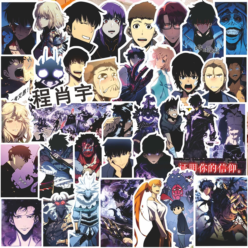 10/35/75pcs Cool Anime Solo Leveling Stickers Cha Hae In Sung Jin Woo Sticker Skateboard Motorcycle Waterproof Graffiti Decals