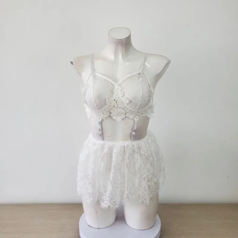 ملابس نوم مثيرة 2025 ملابس نوم نسائية دانتيل مفتوح الظهر حمالة صدر نسائية تنورة نوم قصيرة ومجموعة ملابس داخلية ملابس نسائية