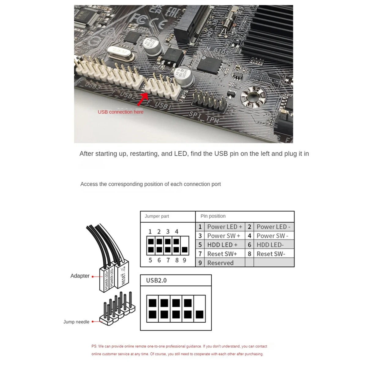AT87-Computer Desktop Switch Internet Cafe Universal USB3.0 Home Desktop Externe Stromverlängerungstaste, Innen-USB mit Audio