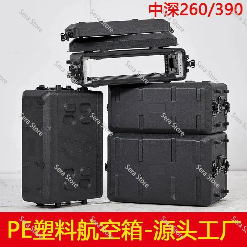 For Amplifiers Wireless Microphone Receiver Portable Aviation Case PE Plastic Audio Equipment Case Rack Mount Box
