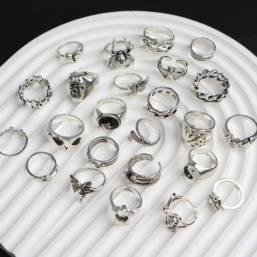 10/20/30/قطعة/الوحدة موضة سحر ريترو الشرير الصليب الشيطان العين خواتم للرجال النساء مزيج نمط الهيب هوب مجوهرات اكسسوارات هدية حفلة