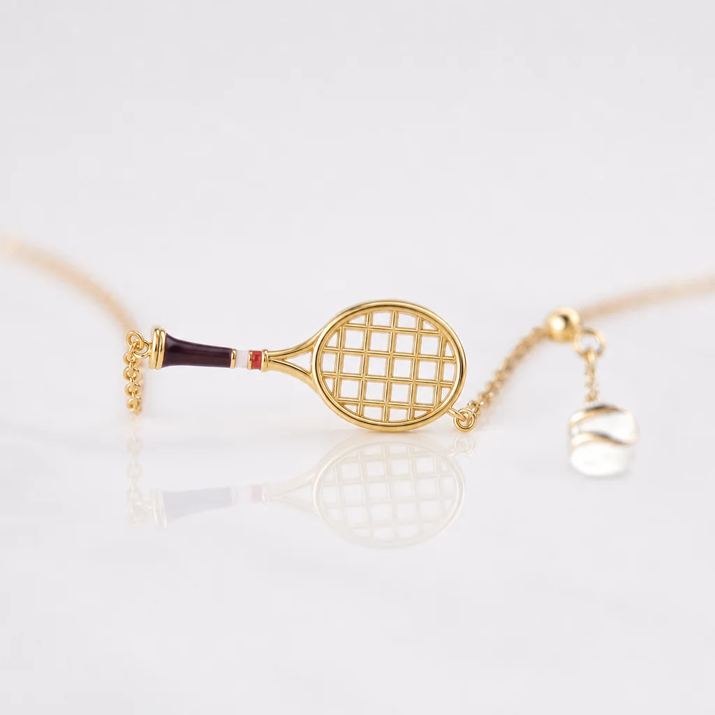 S925 sterling silver tennis racket necklace, creative sporty style tennis pendant, niche and individual women's necklace