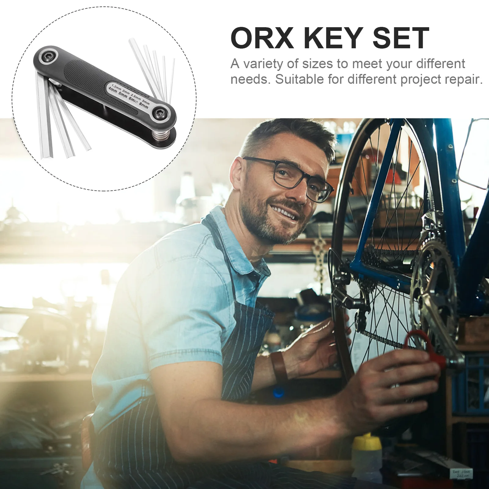 

1Set Folding Hex Wrench Set High Strength Chrome Vanadium Steel Bike Repair Tool Portable Hex Key Set for DIY Home Use