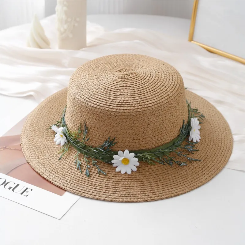 hat flower women's stylish outdoor seaside sunshade grass