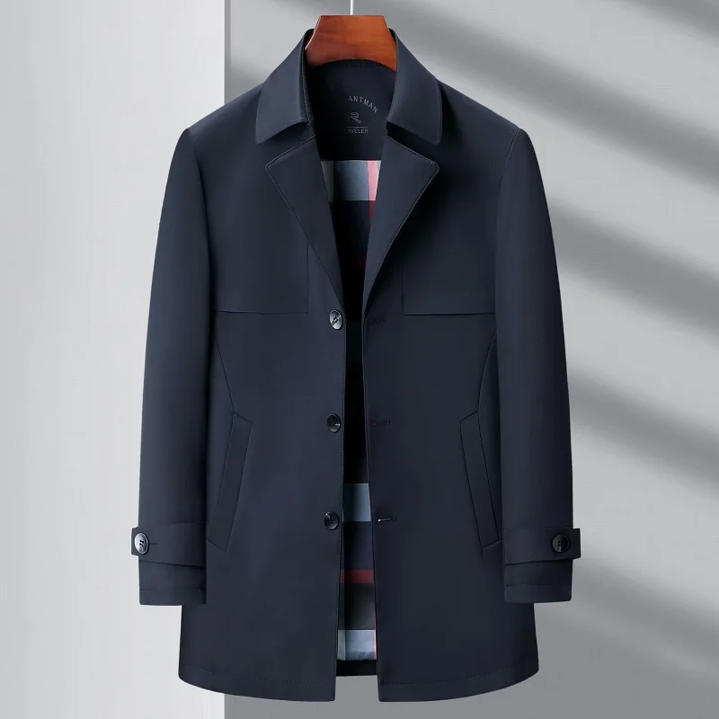 

Spring Autumn Men Trench Coat Men Suit Collar Long Coat Men's Coat