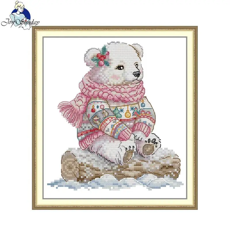 

Новые наборы для вышивания крестиком Joy Sunday: шарф с рисунком медведя, наборы для вышивки по схеме на ткани Aida 16/14/11CT, наборы для рукоделия и творчества DIY