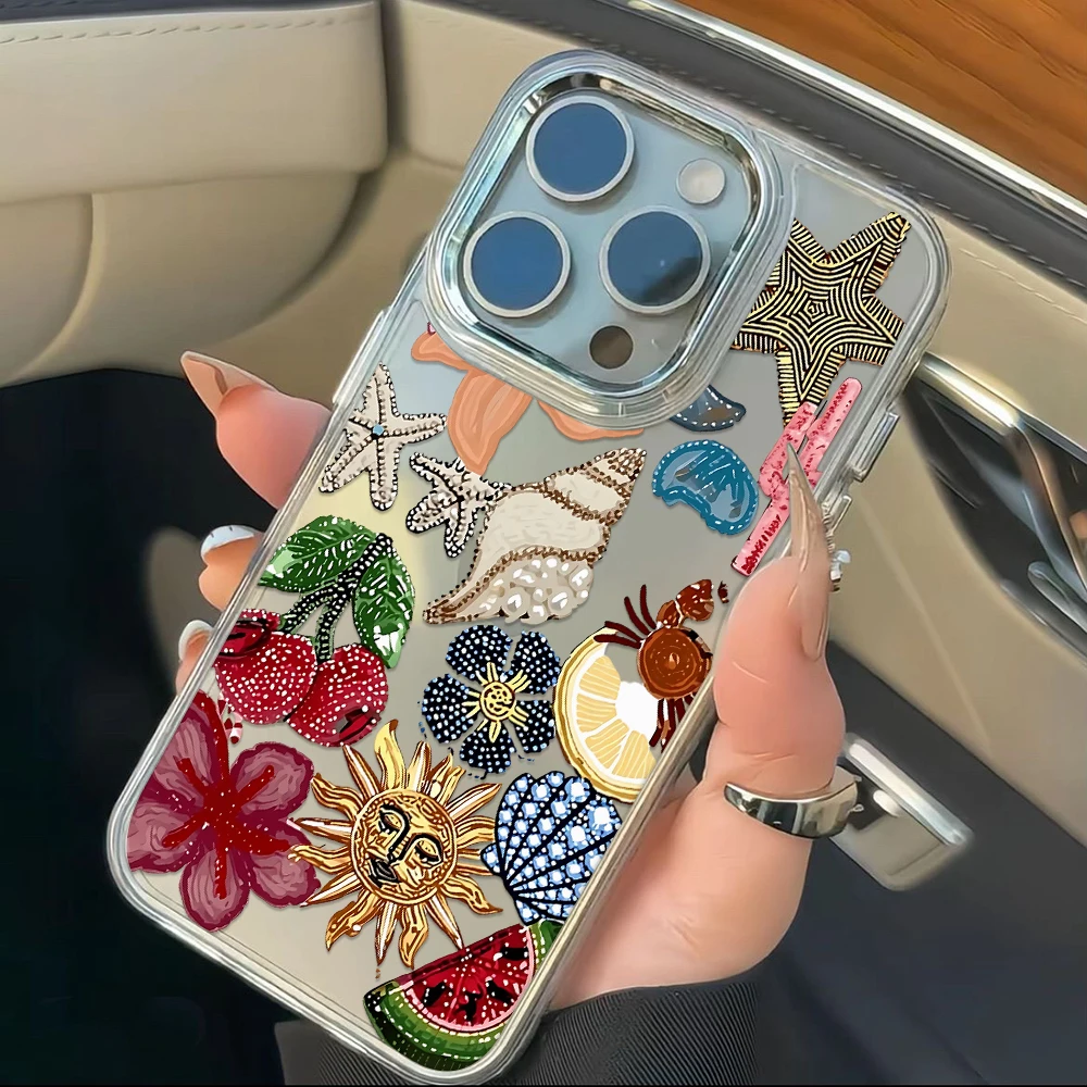 Protection Phone Case For iPhone 17 Pro 14 Pro Max 16 15 13 12 11 Pro Max Silicone Clear Oil-proof Embroidered Sun Cover Shell