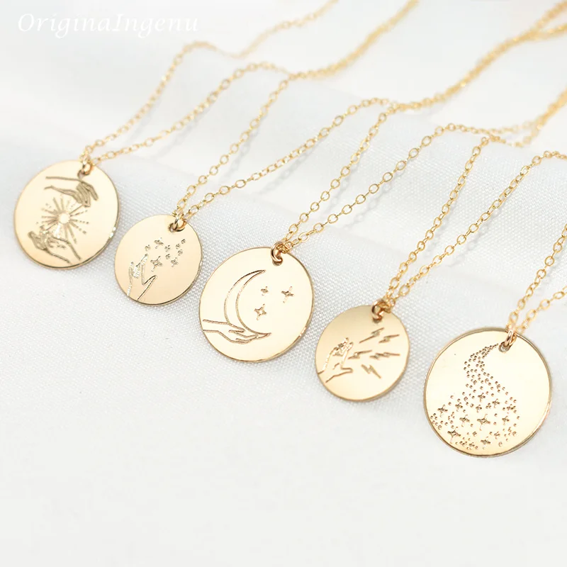 Mistyczne marsylia naszyjnik magiczna biżuteria Handmade 14K złoto wypełnione monety Choker wisiorki Collier Kolye biżuteria Boho naszyjnik — zdjęcie 3