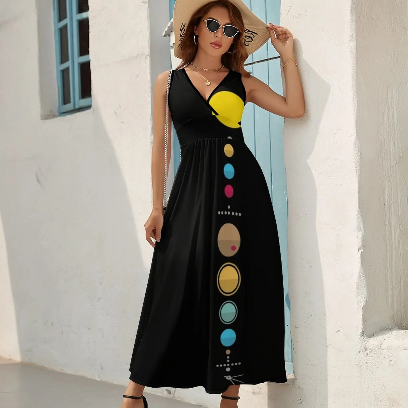 Solar System-Robe en fibre pour femme, robe de soirée de luxe, vêtements de Rhpour femme