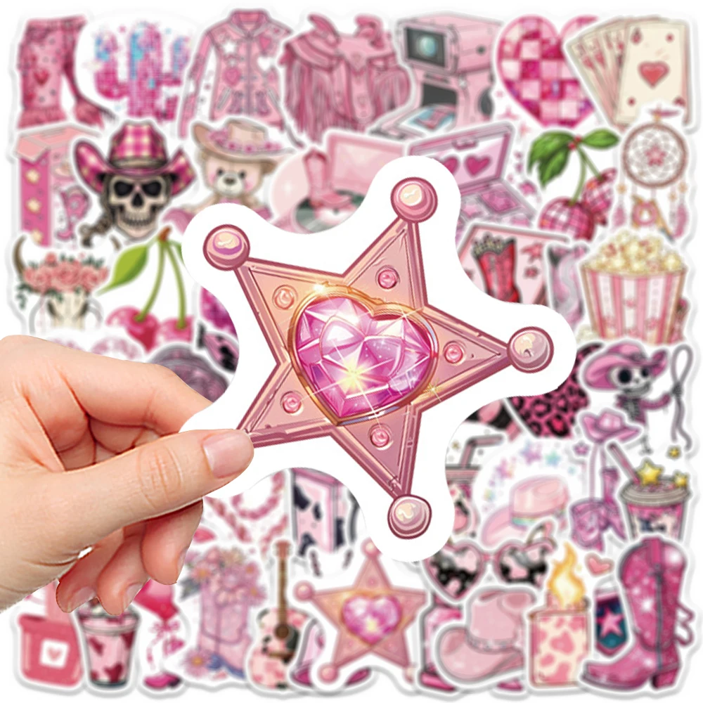 10/30/50pcs Pink Cute INS Style Cowgirl Graffiti Stickers Aesthetic DIY Motorcycle Helmet Phone Laptop Cool Cartoon Sticker Pack