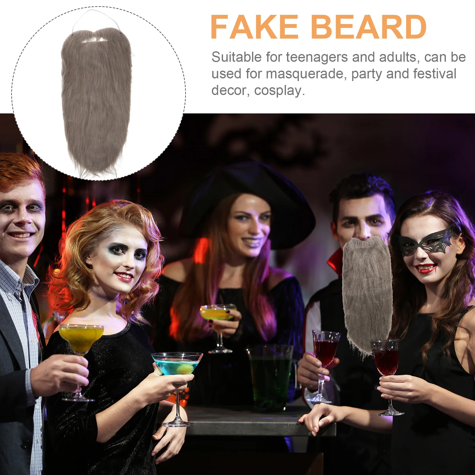 Grey Long Fake Beard Costume High Quality Artificial Facial Hair For Kids Party Supplies Masquerade Festival Decor Cosplay Dress