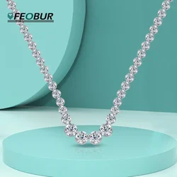 1.2ct Moissanite Tennis Chain Necklace Certified Original 925 Sterling Silver Plated 18k Lab Diamond Choker for Women Jewelry