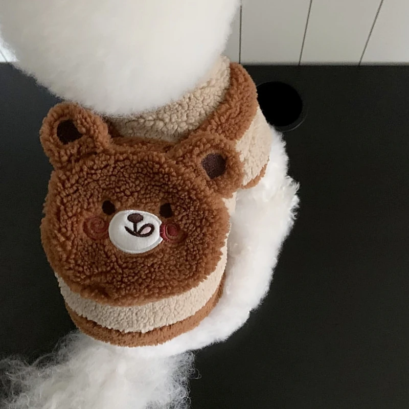 

Backpack Bear Dog Clothes Winter Teddy Vest Cat Yorkshire Warm Clothes Maltese Cartoon Pullover Thickened Clothes