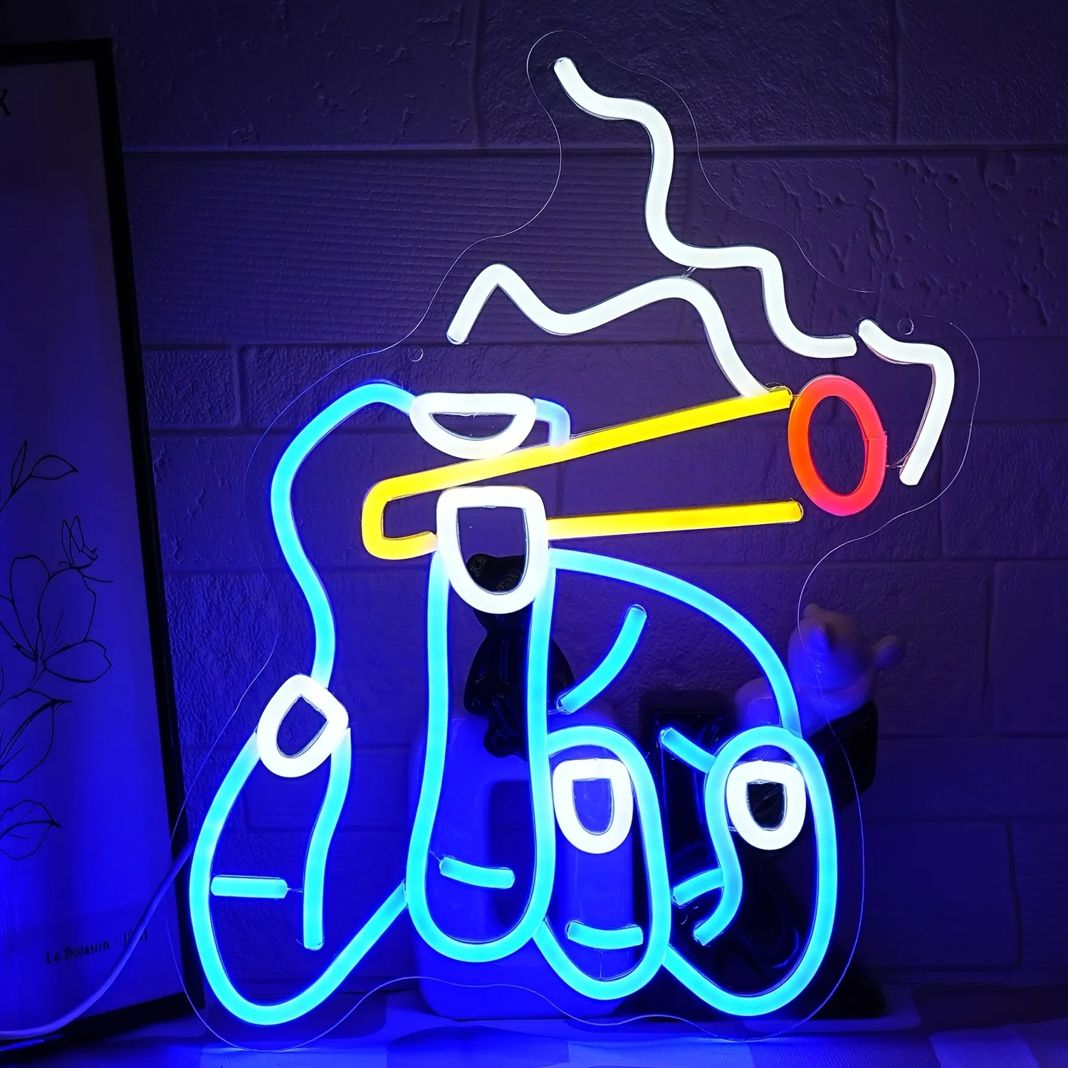 Hand Finger LED Neon Sign Smoke Neon Light USB Powered for Smoking Area Section Home Bar Party Decor Gifts for Men Dimmable