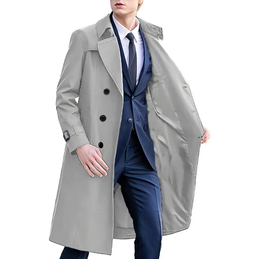 Nuovo Autunno Inverno Uomo Versatile Lunghezza Cappotto di Lana Sopra Il Ginocchio Doppio Petto Giacca a Vento in Tweed Capispalla Faionable Stile Coreano