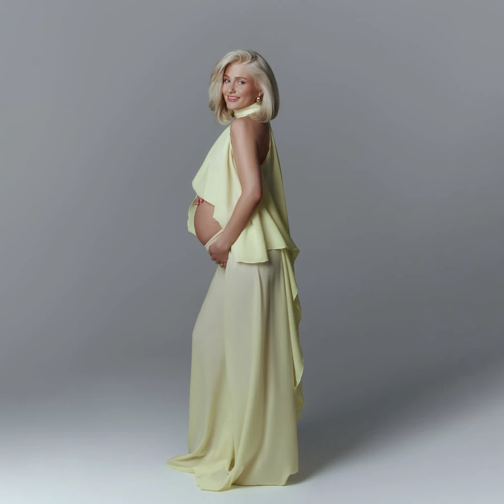 Maternity Photography Outfit High Neck Cape Two-Piece Set Pregnant Women Photoshoot Clothes Pregnancy Studio Prop