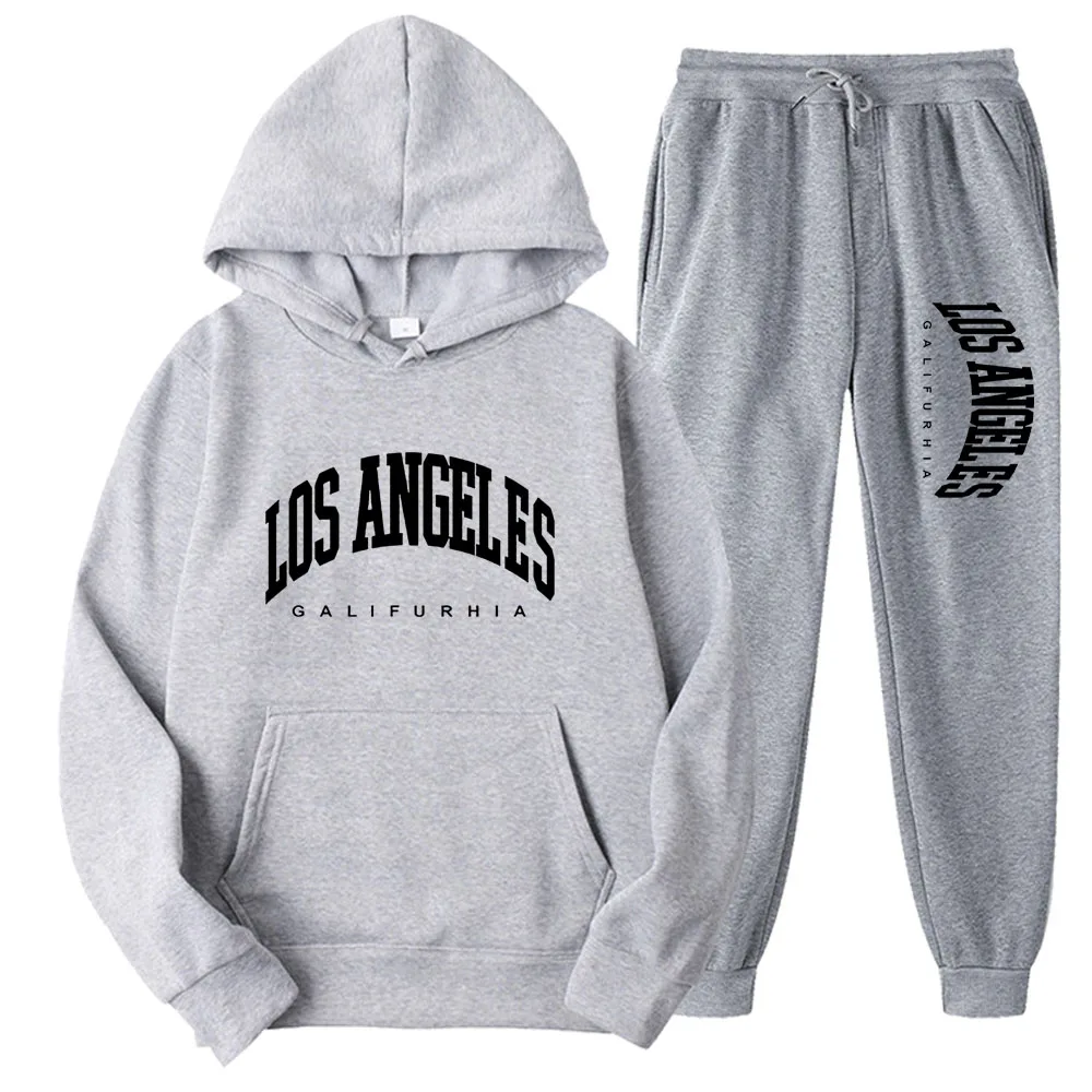 LOS ANGELES Men/Women Sports Suits Fashion Tracksuit Hoodies+Pants Two Pieces Sets Running Casual Sweatshirts Sweatpa