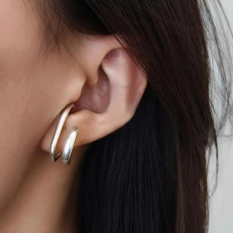 Fashion Retro Women Piercless Ear Clip Earring Classic Wide C Shape Trendy Earcuff Earrings Girl Gift Simple Daily Wear Jewelry