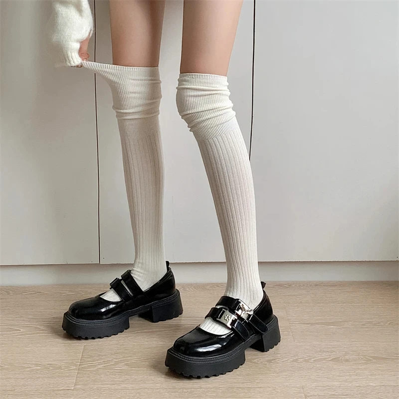 Trendy Socks For Women Long High Quality New Winter Warm Over The Knee Lady Stockings Solid Color Fashion Sexy Thigh High Socks