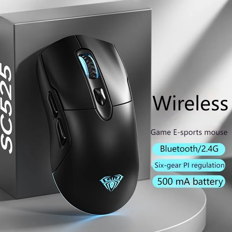 Aula Sc525 Wireless Mouse 9-Button Dual-Mode Rgb Light Effect Dpi Adjustable Ergonomic Design Suitable For Home Office Gaming