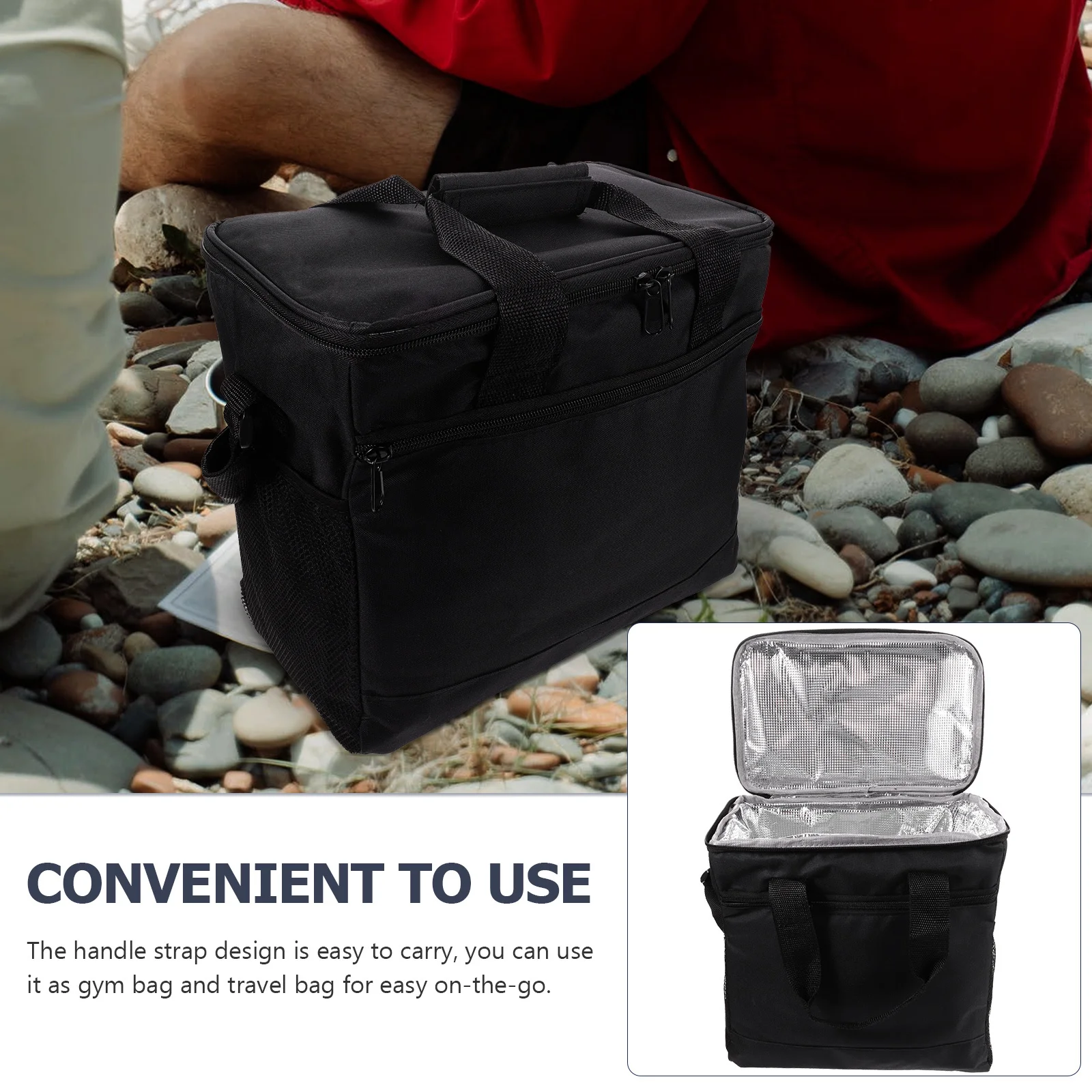 

Insulated Picnic Bag Portable Large Capacity Thermal Cooler Outdoor Lunch Bag Waterproof Food Storage Handle Strap