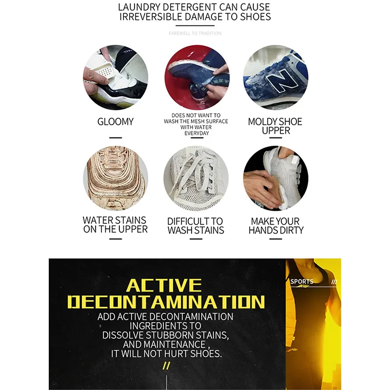 مجموعة أدوات تنظيف رغوة الأحذية الرياضية، رذاذ التنظيف الجاف للجلود من جلد الغزال Nubuck، مجموعة العناية بالأحذية البيضاء، منظف الفقاعات
