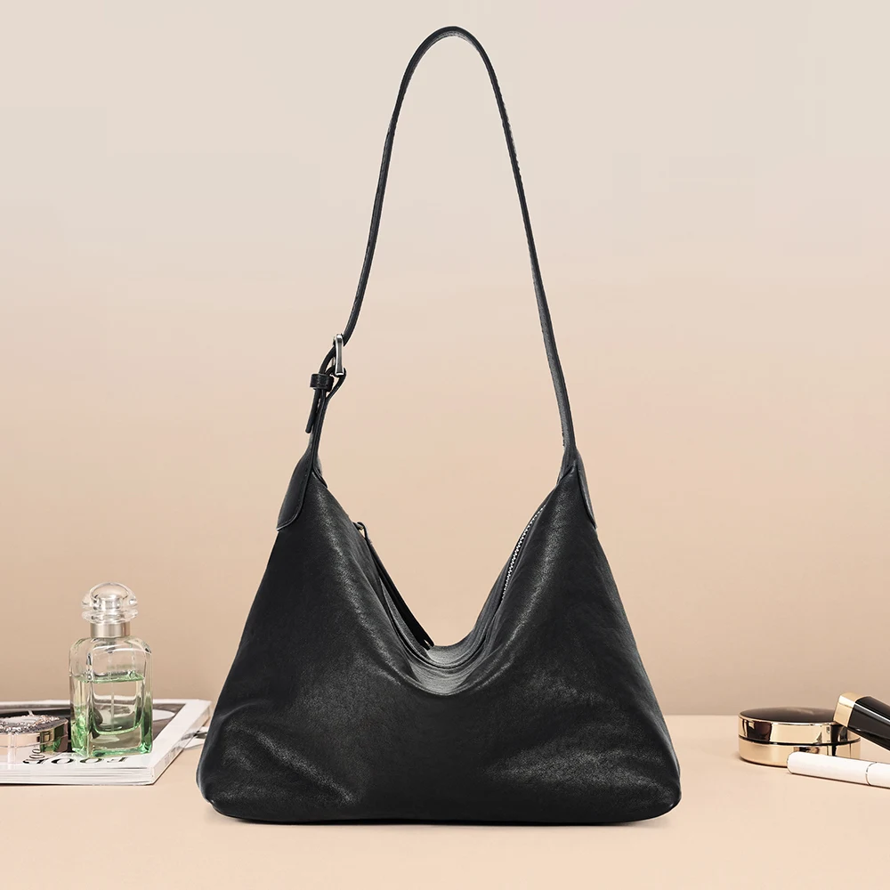 New vegetable tanned leather high-end feeling armpit genuine leather women's bag fashionable and versatile shoulder dumpling bag