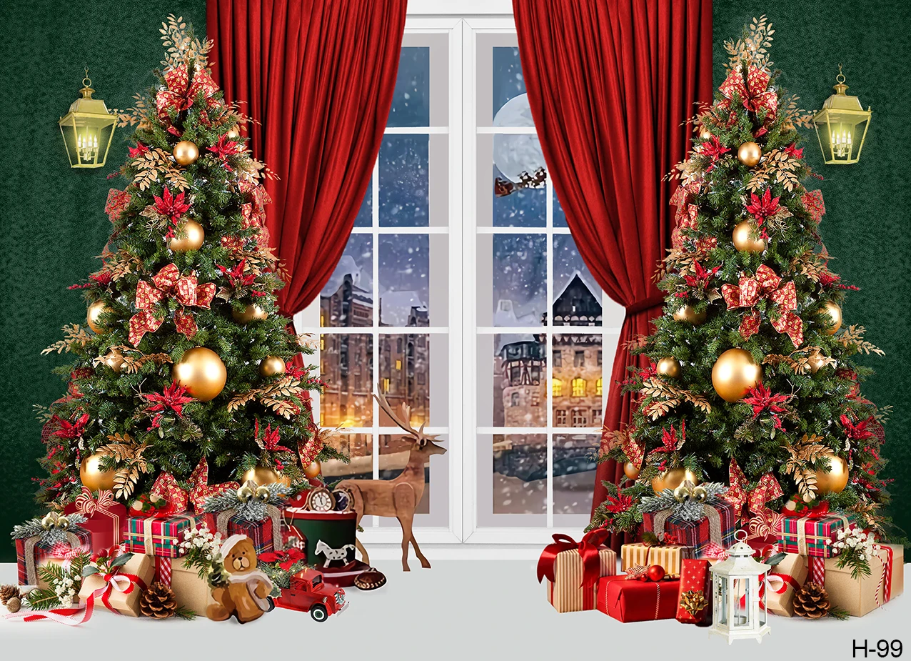 Photography Christmas Backgrounds Wooden Cabin Brick Wall Home Indoor Interior Decoration Banner Baby Portrait Backdrops Props