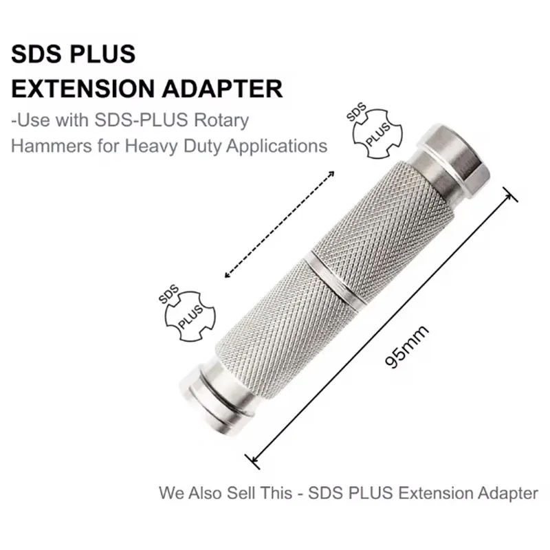 SDS Plus to SDS Plus Extension Adapter, Heavy Duty Plus-Lock Bridge Coupler Compatible with Rotary Hammer Core Drill Bit
