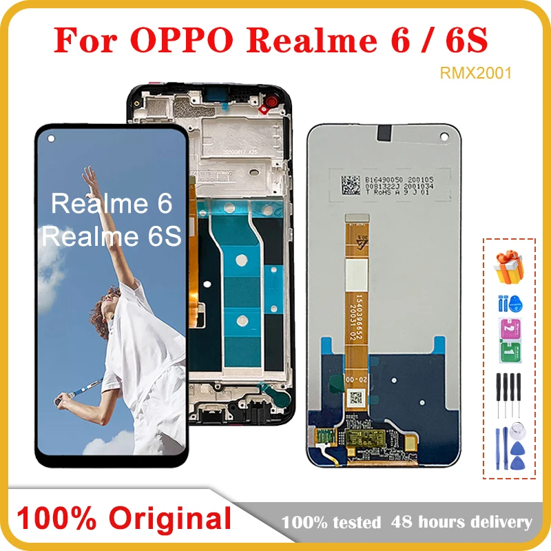 

6.5" Original LCD Display For OPPO Realme 6 LCD Realme 6S LCD Screen Touch Digitizer Assembly For Realme RMX2002 RMX2001 Display