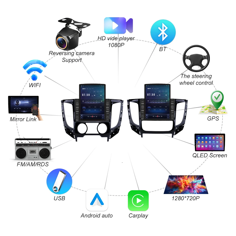 راديو سيارة أندرويد 9.7 بوصة لميتسوبيشي تريتون L200 2015-2019 نمط عمودي شاشة تسلا الملاحة نظام تحديد المواقع مشغل وسائط متعددة #2
