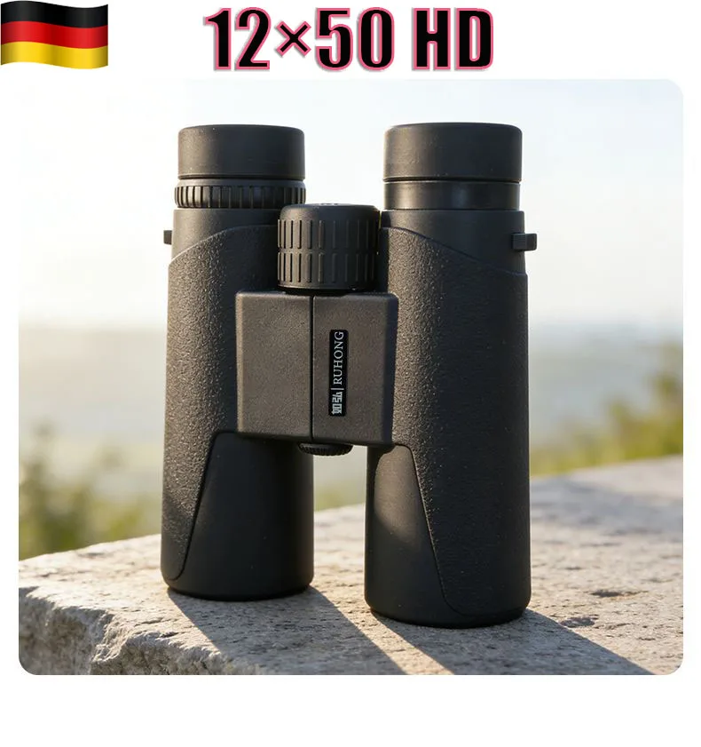 German-style12×50HDBinoculars,50mm Aperture,BAK4 Prism,High Magnification Zoom,Low Light Night Vision,for Hunting&Bird Watching