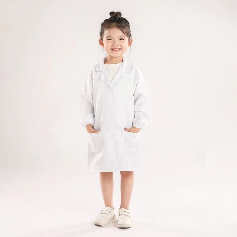 Kids Doctor Costume Nurse Outfit Children Science Lab Coat Role Play White Coat view 5
